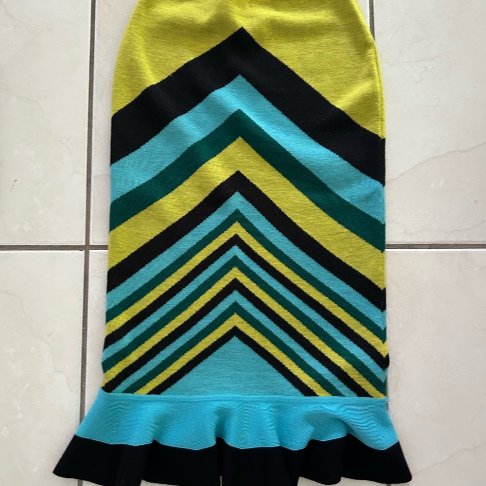 Victor Glemaud Chevron Pencil Skirt - Yellow, Black, Blue